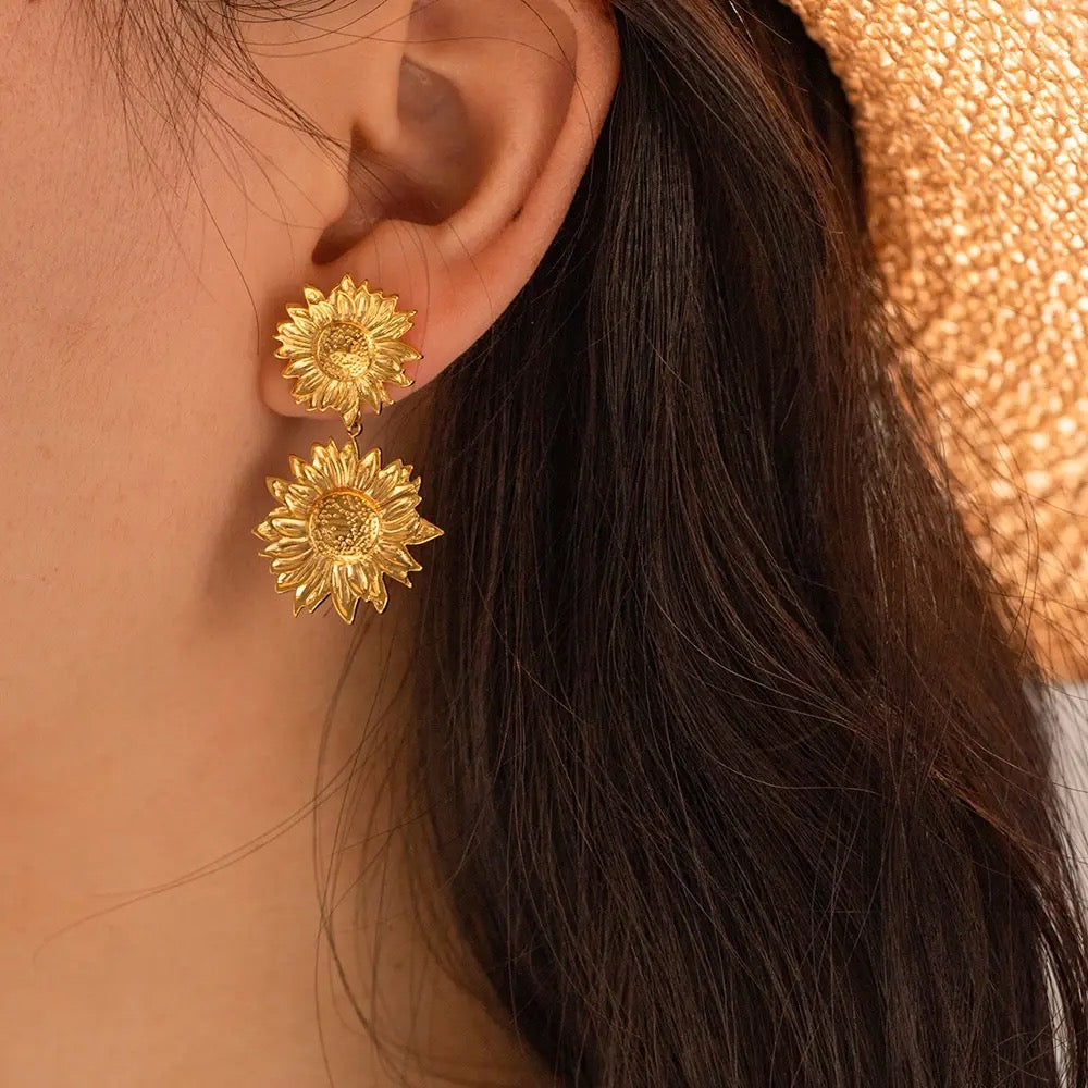 Pendientes de girasol vintage
