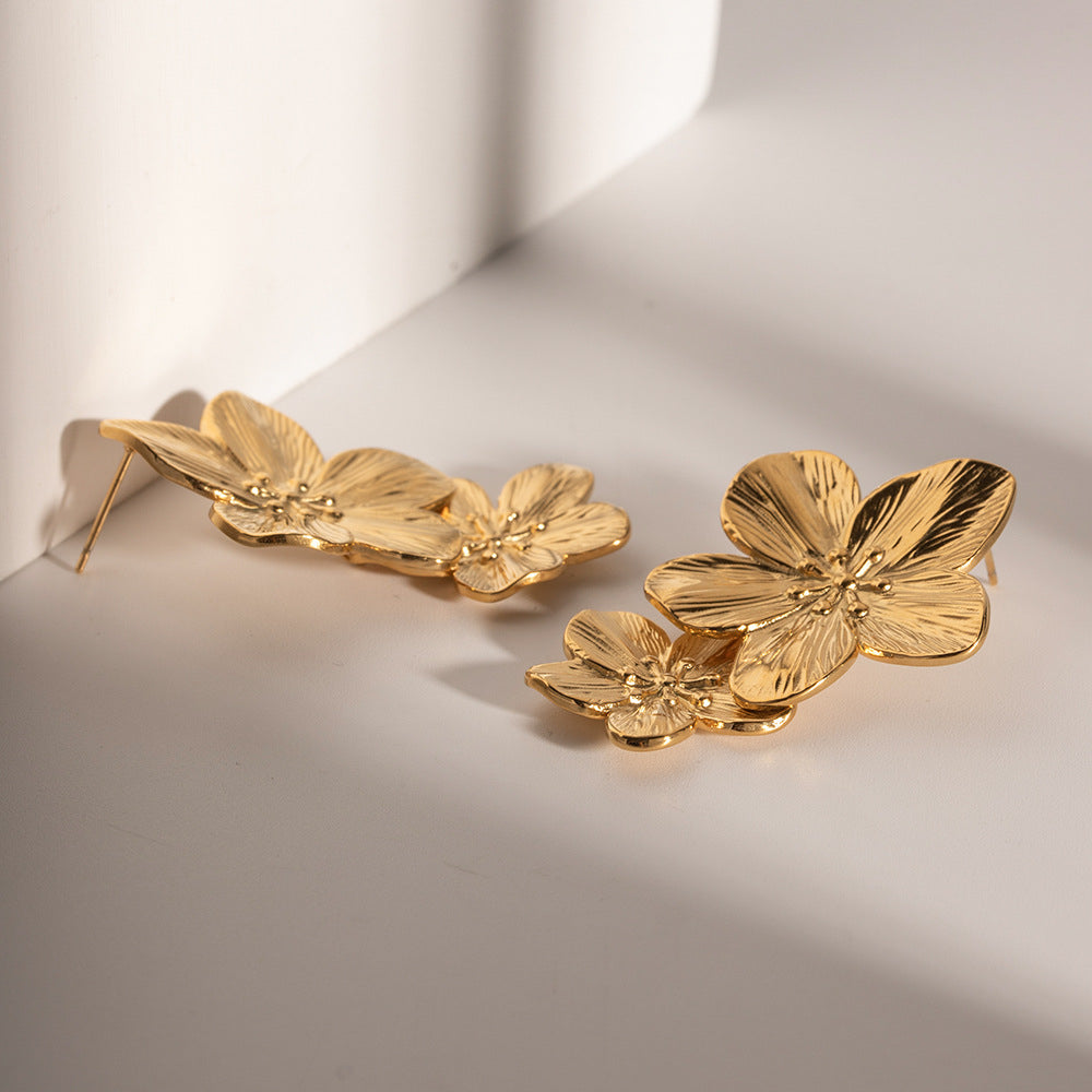 Pendientes de doble rosa