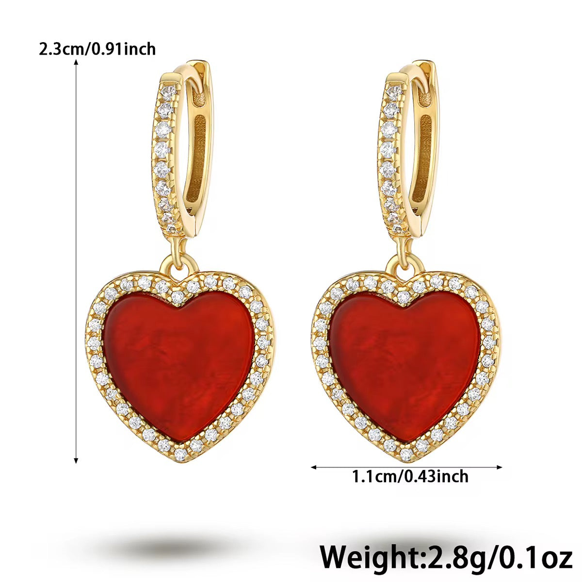 Pendientes de corazón brillante