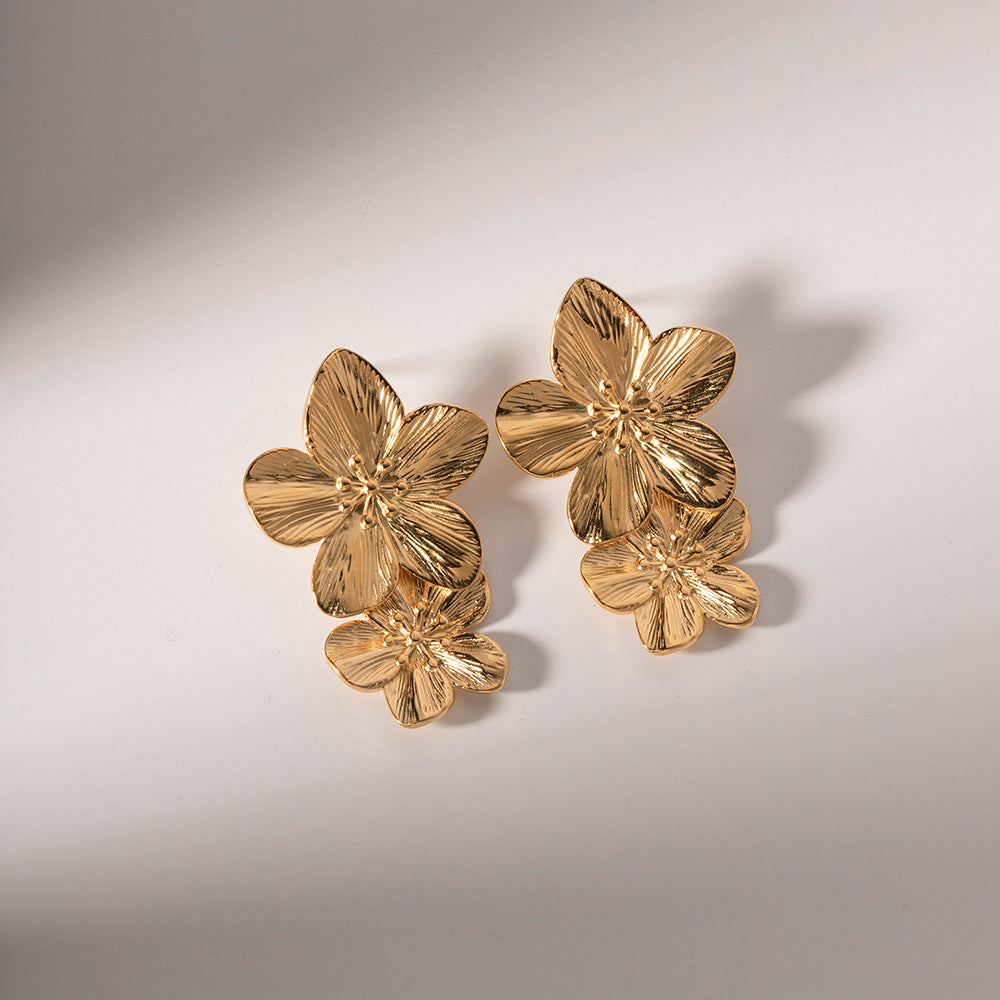 Pendientes de doble rosa