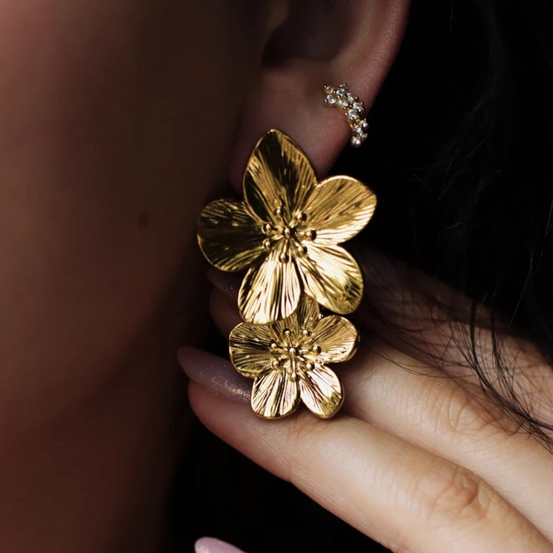 Pendientes de doble rosa