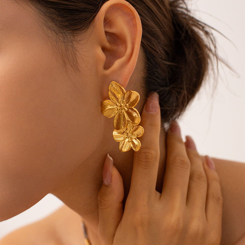 Pendientes de doble rosa