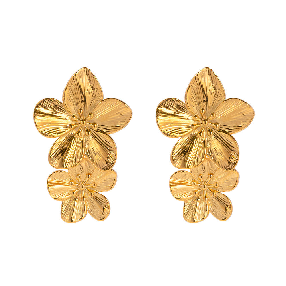 Pendientes de doble rosa
