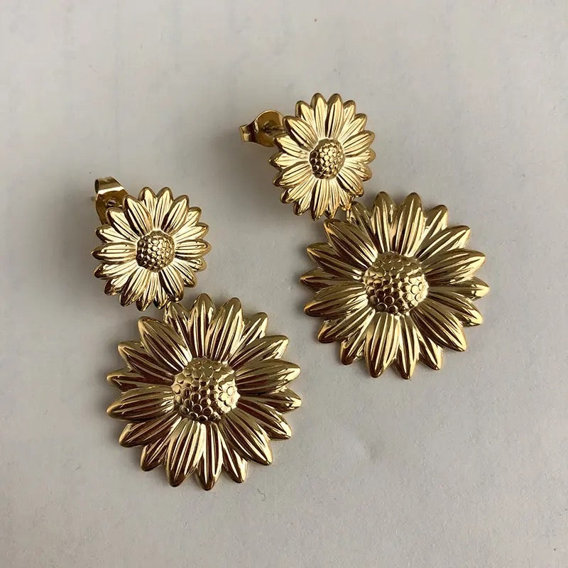 Pendientes de girasol vintage