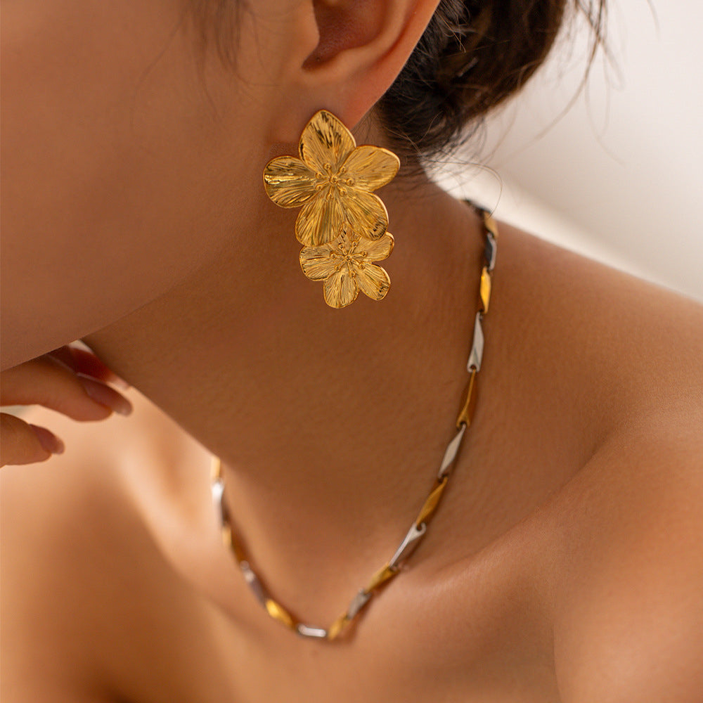 Pendientes de doble rosa