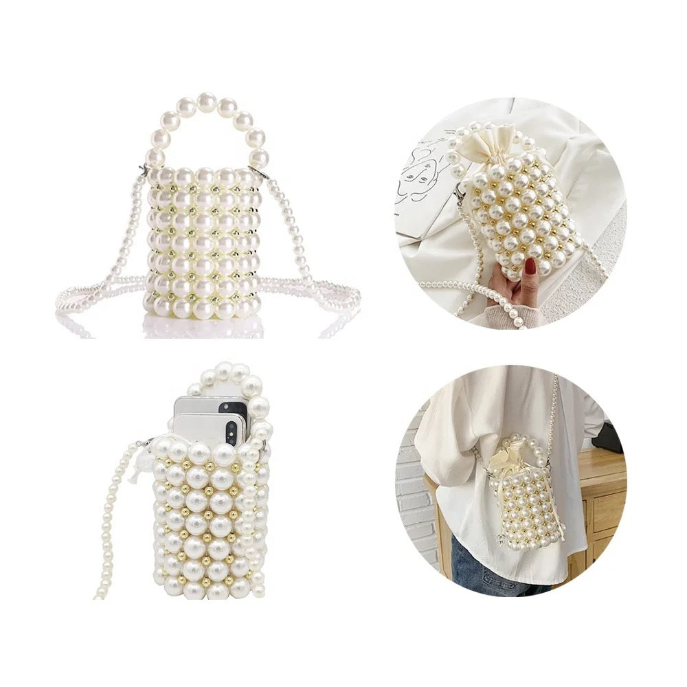 Bolso de mano con perlas