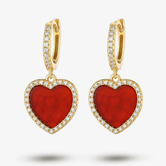 Pendientes de corazón brillante