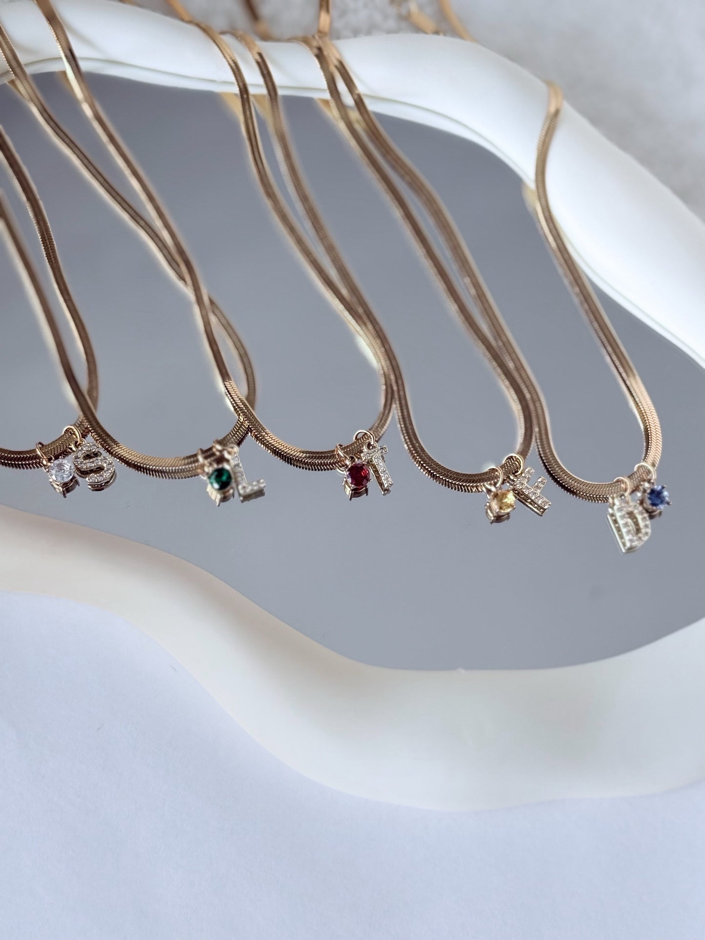 Birthstone Initial Necklace